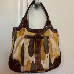 Orla Kiely Brown Leaf Design Shoulder Bag